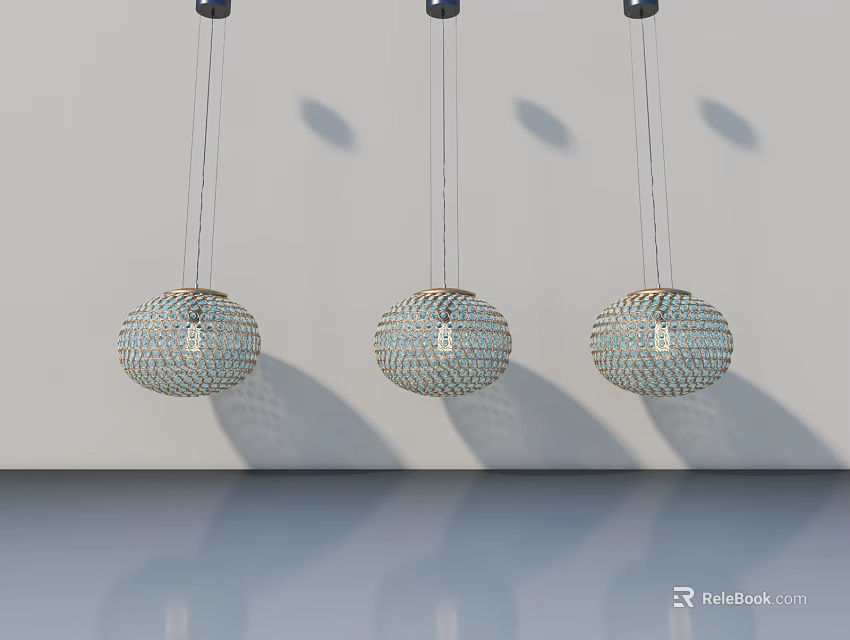 Swing Door Design With Hanging Spherical Lamps And Woven Texture On White Wall 3d model 