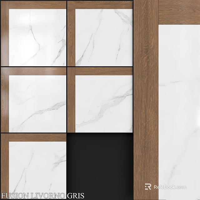 Modern Wall Components With Marble Panels And Wooden Frames Design 3d model