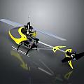 Yellow Model Helicopter With Main Rotor Tail Rotor And Landing Skids