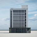 High Rise Residential Building With White Exterior And Arched Base Structure