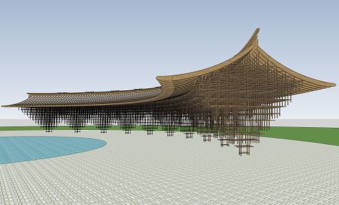 New Chinese style gallery 3d model