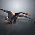 3D Rendered Mythical Dragon Model With Black Gold Scales And Outstretched Wings