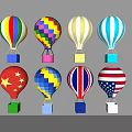Colorful Hot Air Balloons With Various Patterns As Fun Amusement Rides For Kids