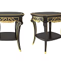 Elegant Classic Black Dining Table With Gold Decorative Accents And Carved Legs