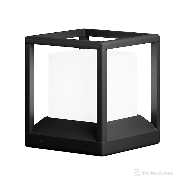 Modern Floor Lamp With Black Square Frame And White Shade Design 3d model 