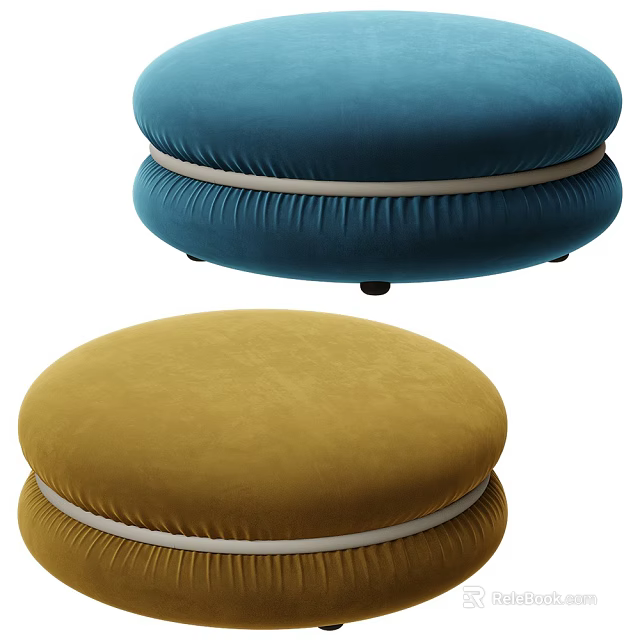 Modern Round Design Massage Chair With Blue And Yellow Upholstered Comfortable Seats 3d model 