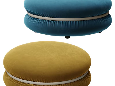 Modern Round Design Massage Chair With Blue And Yellow Upholstered Comfortable Seats 3d model