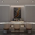 Modern Dining Chairs With Round Dining Table White Walls And Modern Art Painting