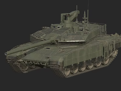 Modern Military Armored Tank With Turret Gun Barrel Tracks And Armor Plates 3d model