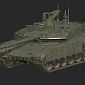 Modern Military Armored Tank With Turret Gun Barrel Tracks And Armor Plates