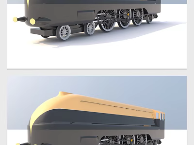 Black And Yellow Streamlined Train With Multiple Wheels And Modern Exterior Design 3d model