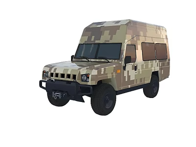 Camouflage Military Van With Boxy Body Design And Rugged Off Road Features 3d model