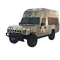 Camouflage Military Van With Boxy Body Design And Rugged Off Road Features