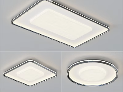 Modern Ceiling Lights Square And Round Shapes Sleek Metal Frame Interior Lighting Design 3d model