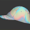 Iridescent Shiny Reflective Baseball Cap On Dark Background With Glossy Effect