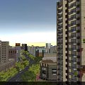 Birds Eye View Planning of Modern Urban Residential Buildings With Balconies and Skyline