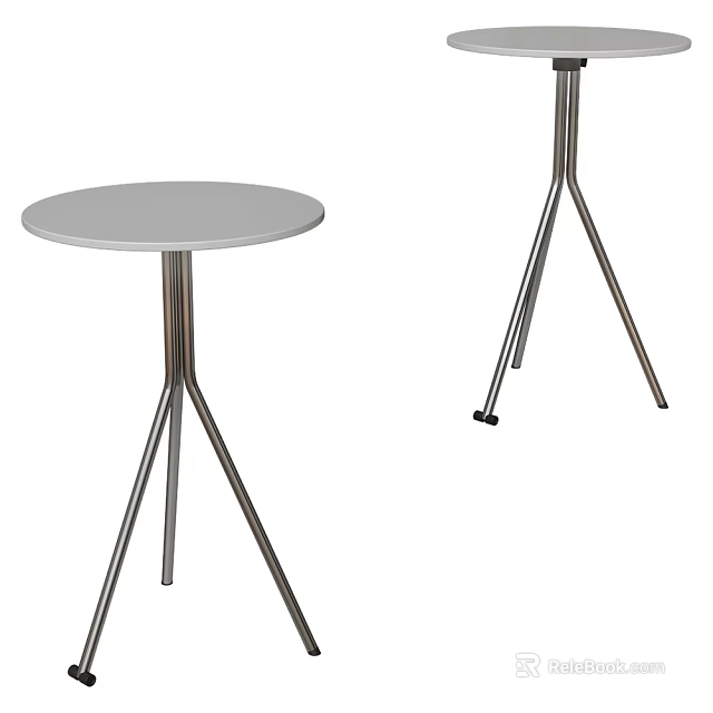 Modern Side Table with Round White Tabletop and Three Sleek Metal Legs 3d model
