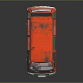 Orange and Green Car With Caribbean Dago Love Bye Sticker Black Roof Rack Open Door And Silver Wheels