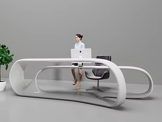 Modern Reception Desk Office Front Desk 3d model