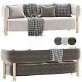 Comfortable Velvet Multi Seater Sofa with Pillows Plaid Blanket Green Light Gray Three Color Options