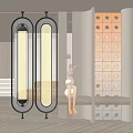 Modern Glass Partition With Metal Frames And Decorative Sculpture In Interior Design
