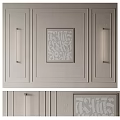 Elegant Light Beige Paneled Background Wall With Central Decorative Carving And Wall Sconces