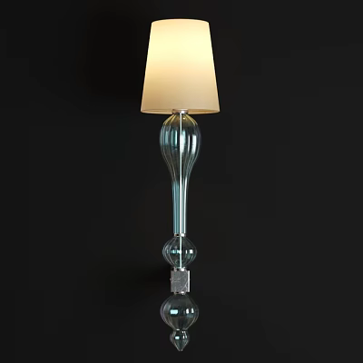 Modern Elegant Wall Lamp With Teal Glass And White Fabric Shade 3d model