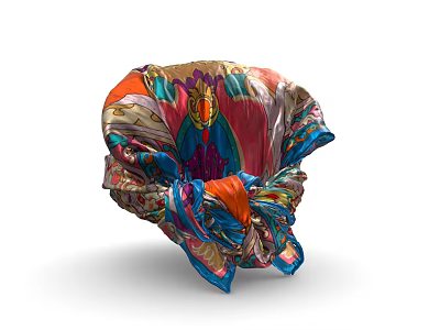 Colorful Patterned Fabric Decorative Object Featuring Unique Shape And Vibrant Hues 3d model