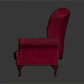 Elegant Red Leather Armchair With Tufted Backrest Classic Design And Wooden Legs
