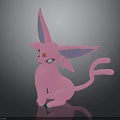Pink Eevee Character 3D Model With Long Ears And Curved Tail