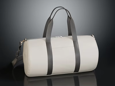 Stylish White Duffle Bag With Gray Straps And Modern Sleek Design 3d model