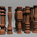 Modern Railing Solid Wood Roman Column 3d model