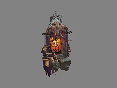 Gothic Style Decorative Ornament Set With Intricate Carvings Spiked Frames And Warm Glowing Accents 3d model