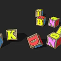 Colorful Alphabet Building Blocks For Kids Educational Play Toys On Black Background