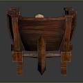 Vintage Handmade Wooden Wheelbarrow Decorative Ornament Filled With White Pebbles
