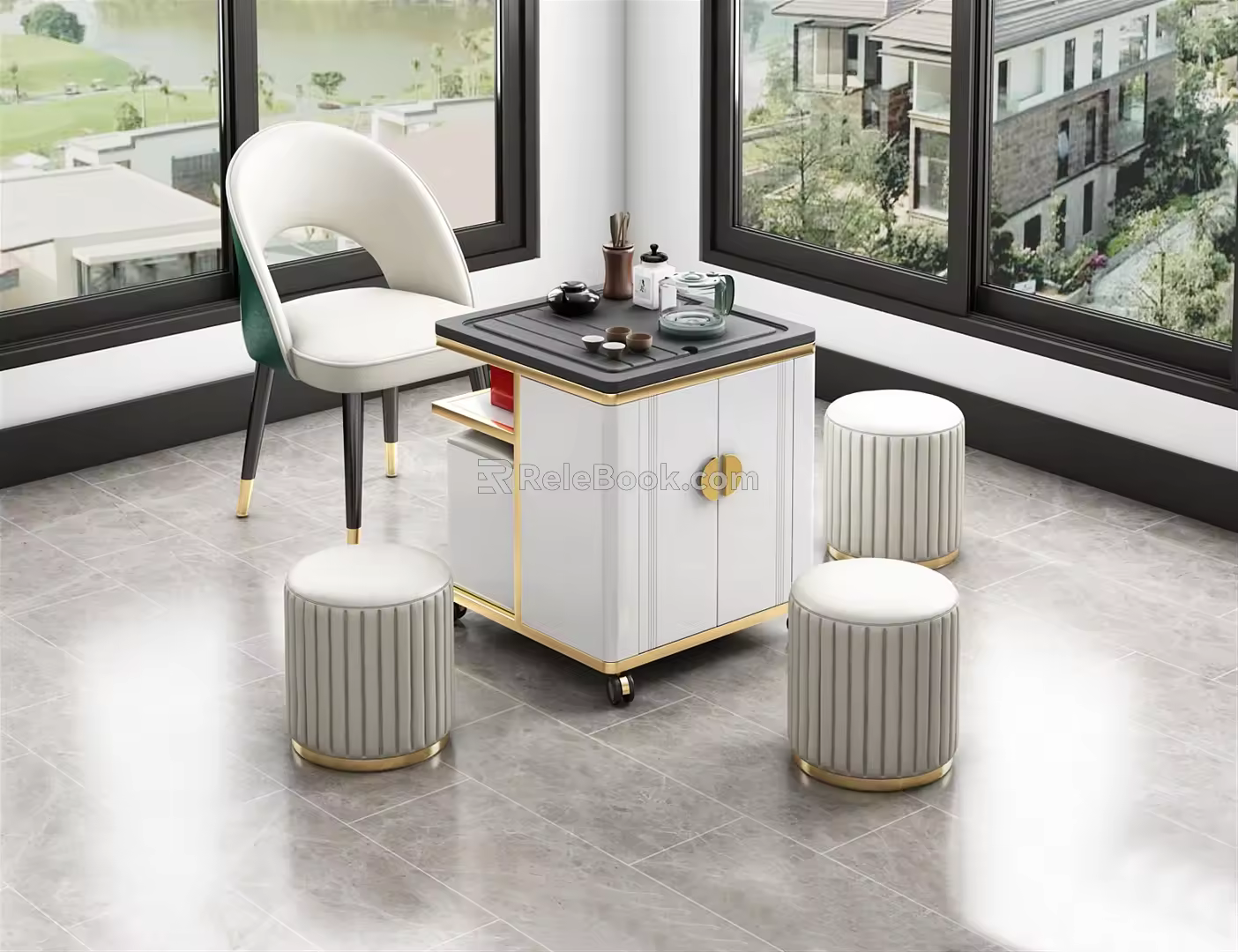 Tea table function mobile tea table 3d model