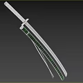 Traditional Japanese Katana Weapon With Green Handle Scabbard And Metal Blade Design