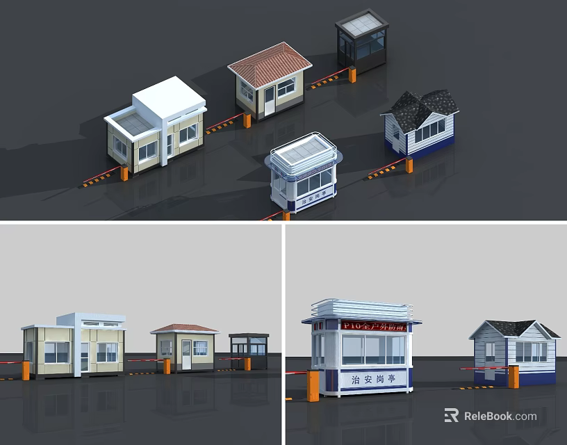 Various Styles Small Building Designs With Different Roofs Windows And Structures 3d model 