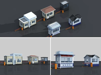 Various Styles Small Building Designs With Different Roofs Windows And Structures 3d model