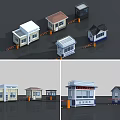 Various Styles Small Building Designs With Different Roofs Windows And Structures