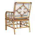 Natural Bamboo Rattan Dining Chair With White Cushion And Armrests Design