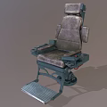Industrial Mechanical Control Seat with Console Panel Red Cables and Metal Structure 3d model