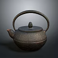 Cast Iron Teapot Traditional Design With Honeycomb Texture Loop Handle And Decorative Lid Knob