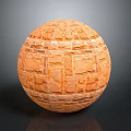 Warm Orange Sphere With Intricate Brick Texture 3D Model Surface Design 3d model