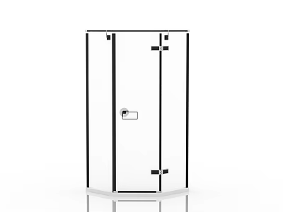 Modern Glass Shower Sauna Enclosure With Black Frame And Transparent Panels 3d model
