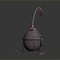 Space Exploration Metallic Sphere With Support Stand Curved Tube And Red Propeller