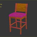 Orange Bar Stool With Woven Textured Legs And Square Padded Seat