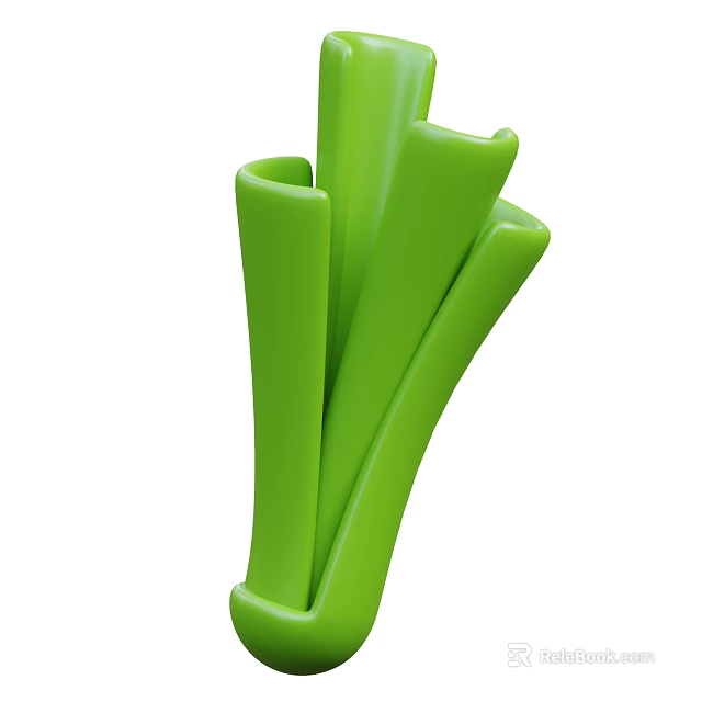 Fresh Green Leafy Vegetable With Long Crisp Stalks And Vibrant Color 3d model 