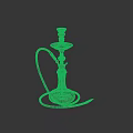 Indoor Decorative Ornament Set Green Glass Body Gold Accents Carved Patterns Silver Hose Tabletop
