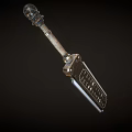 Engraved Metal Sword With Intricate Decorative Hilt And Sharp Blade Design